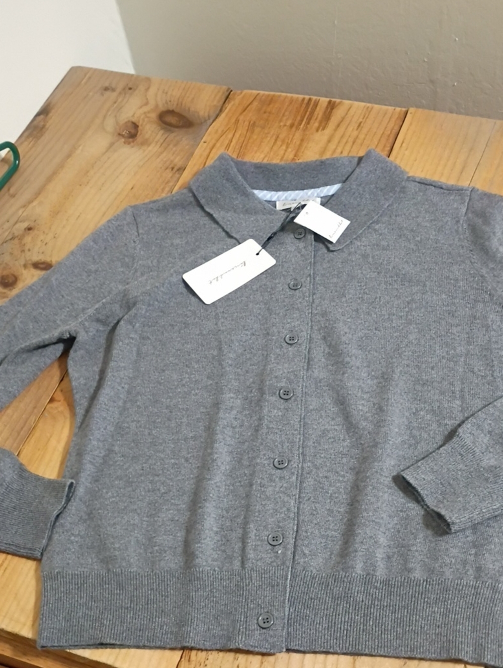 Line & Dot Gray Eckley Cashmere Blend Button Front Cardigan Sweater Size M NWT